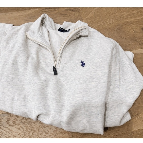 U.S. Polo Assn. Other - Ivory Oatmeal Fleece Campus Quarter Zip Pullover Preppy Layering XXL